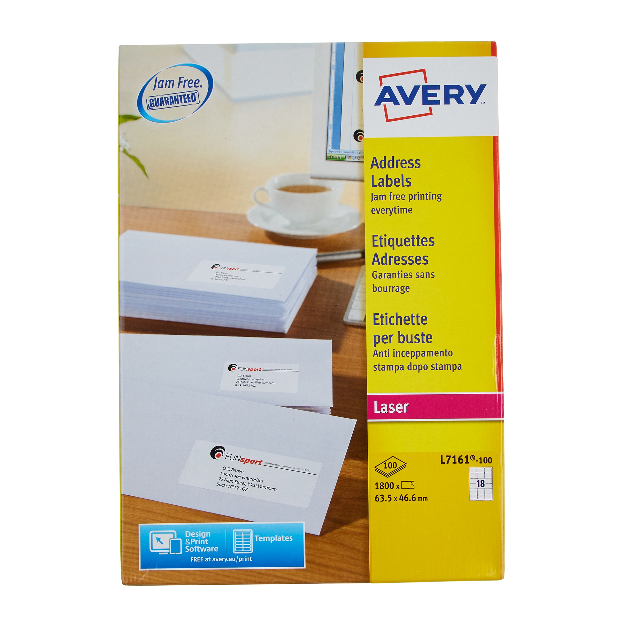 White Avery Jam-Free Quick PEEL Labels - Box of 100 Sheets